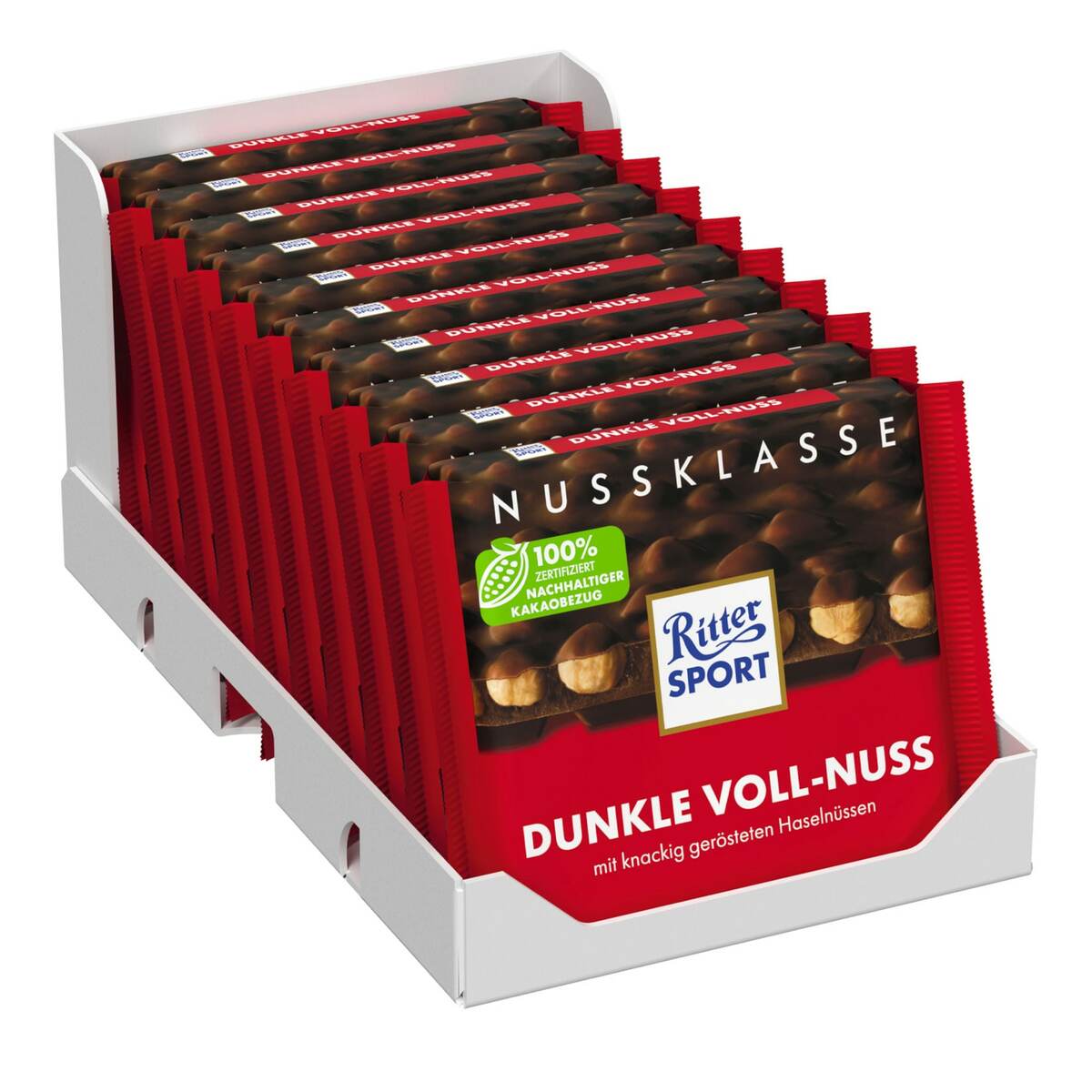 Bild 1 von Ritter Sport Nussklasse Dunkle Voll-Nuss 100 g, 10er Pack