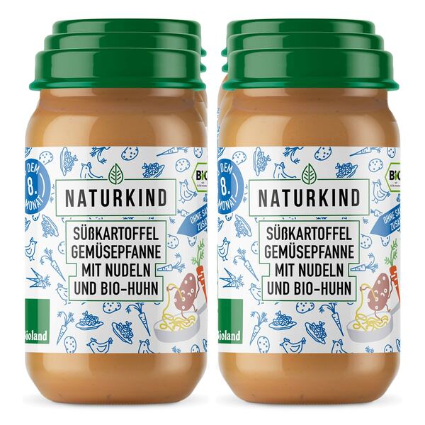 Bild 1 von NATURKIND Bio Süßkartoffeln-Gemüse-Pfanne mit Nudeln und Huhn 220 g, 6er Pack