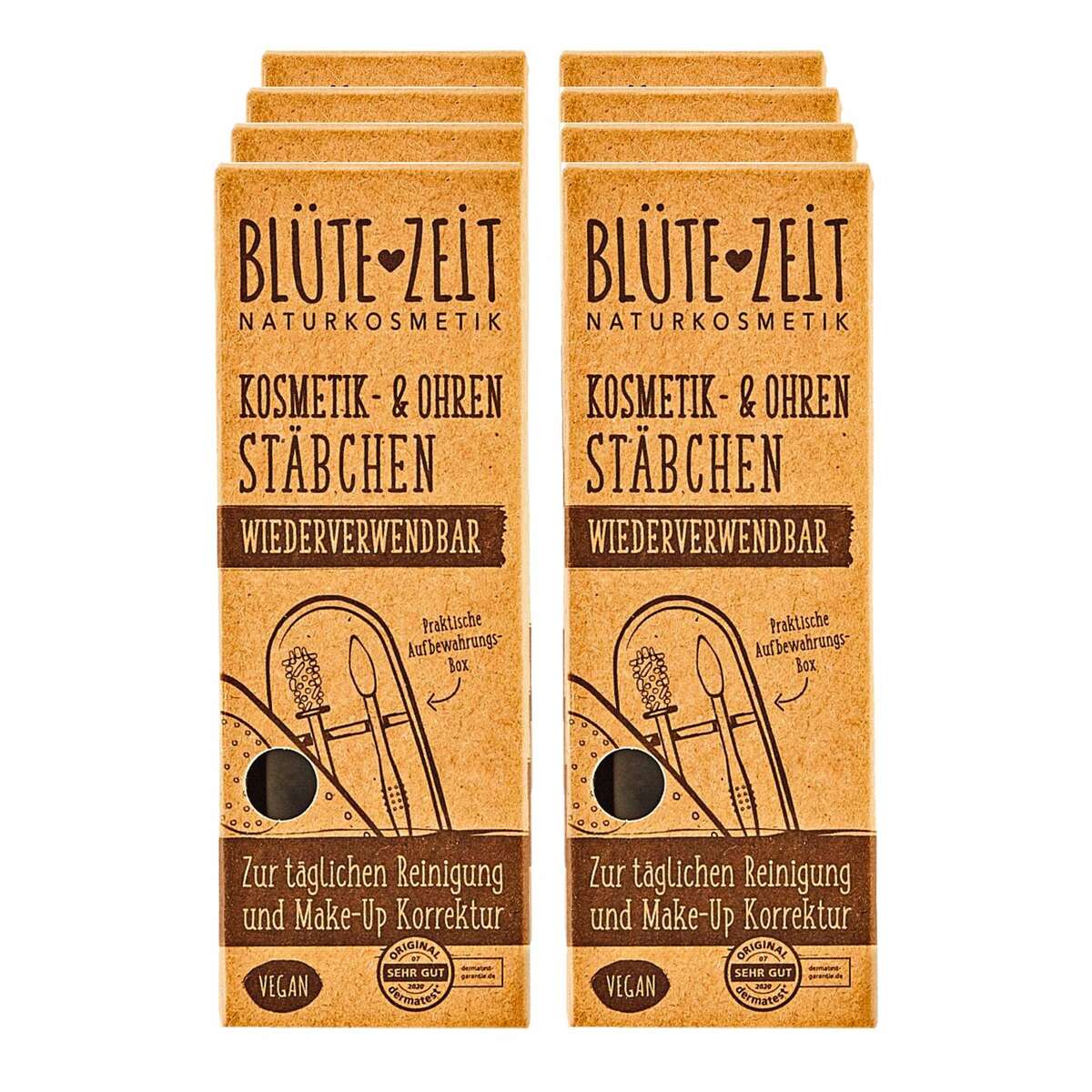 Bild 1 von BLÜTE-ZEIT Kosmetik- und Ohrstäbchen + Aufbewahrungsbox, 8er Pack