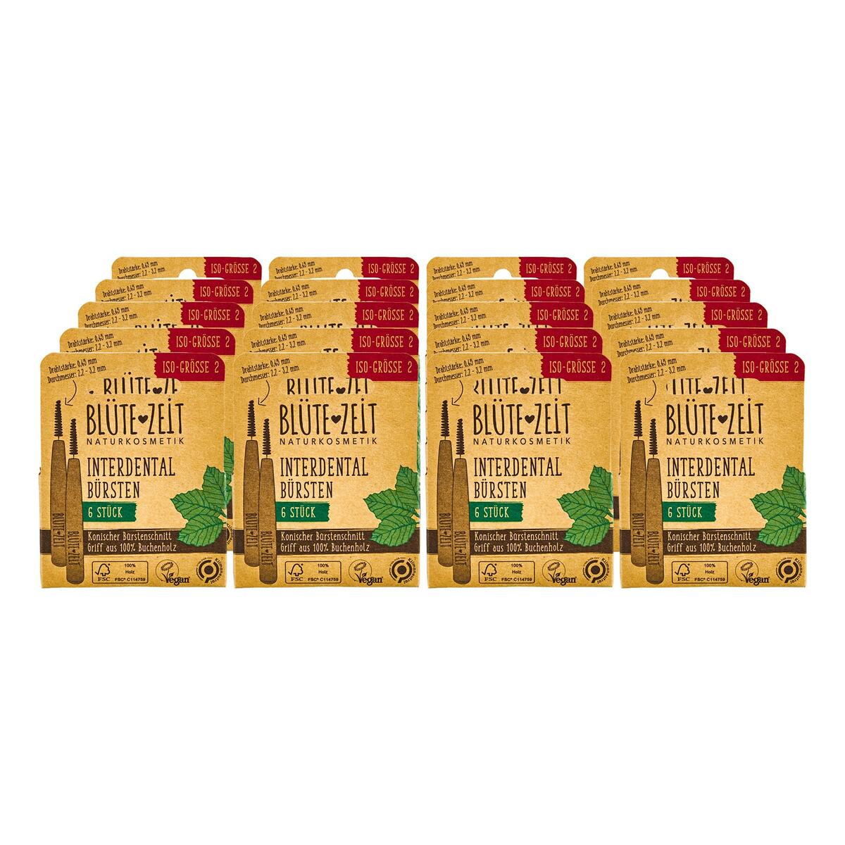 Bild 1 von BLÜTE-ZEIT Interdentalbürste aus Holz 6 Stück, 20er Pack