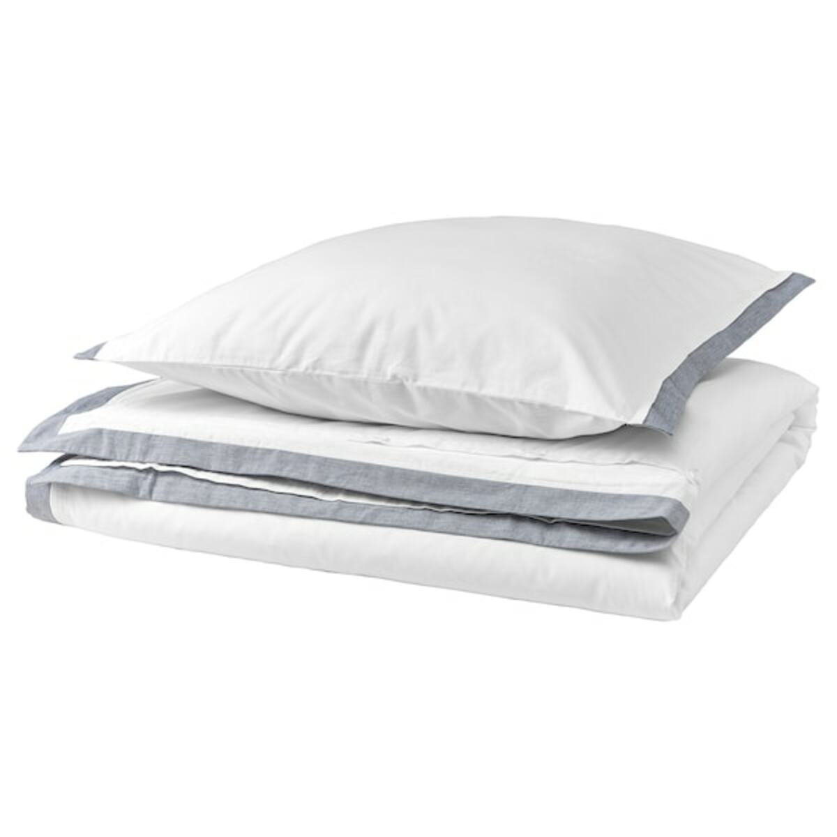 Bild 1 von TÅTELSMYGARE  Bettwäsche-Set, 2-teilig, weiß/blau