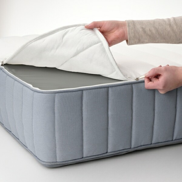 Bild 4 von VALEVÅG  Taschenfederkernmatratze, fest/Überzug, waschbar hellblau