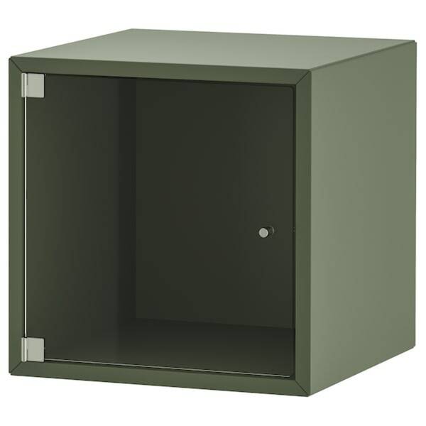 Bild 1 von EKET  Wandschrank mit Vitrinentür, graugrün