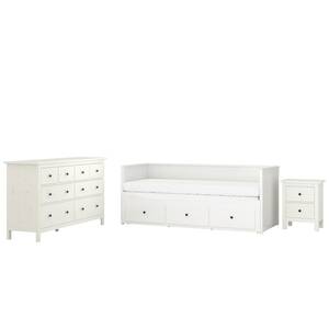 HEMNES  Schlafzimmermöbel 3er-Set, weiß gebeizt