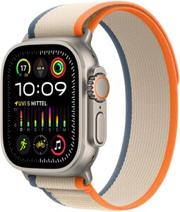 Watch Ultra 2 (49mm) GPS+4G Smartwatch Titan mit Trail Loop Armband (S/M) titan/orange/beige