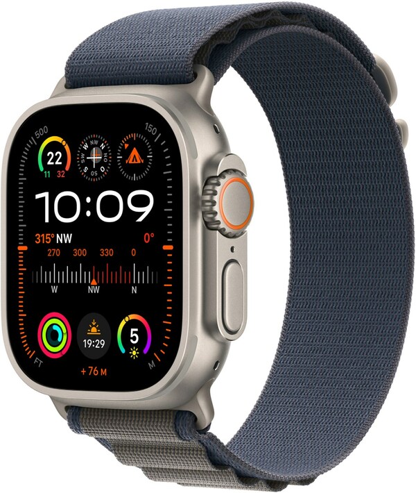 Bild 1 von Watch Ultra 2 (49mm) GPS+4G Smartwatch Titan mit Alpine Loop Armband (S) titan/blau