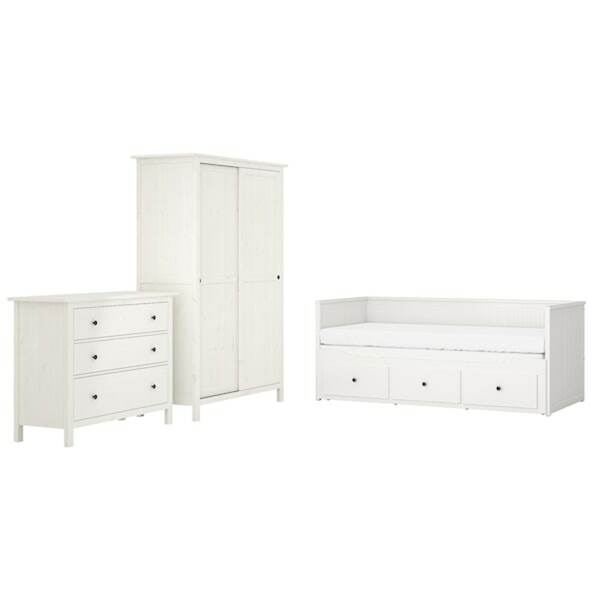 Bild 1 von HEMNES  Schlafzimmermöbel 3er-Set, weiß gebeizt