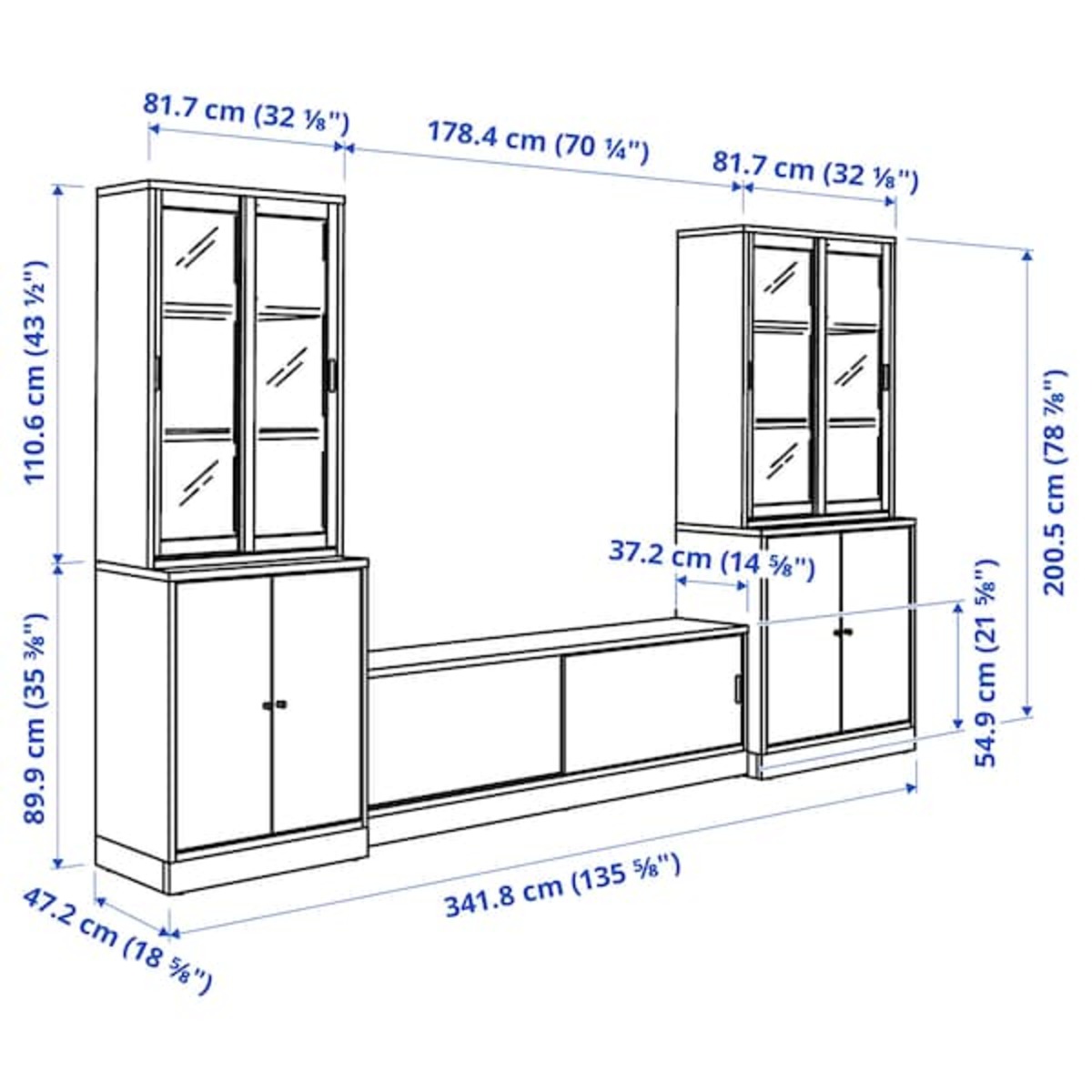 Bild 3 von TONSTAD  TV-Möbel, Kombination, Eichenfurnier/Klarglas