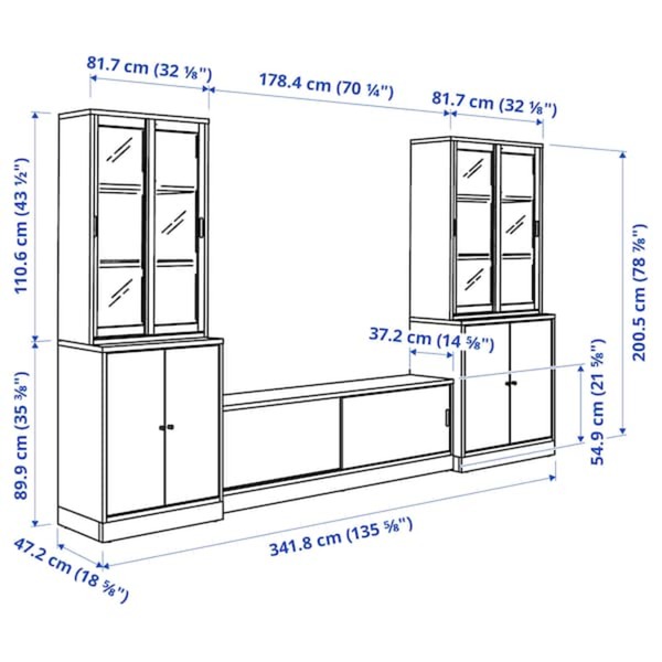 Bild 3 von TONSTAD  TV-Möbel, Kombination, Eichenfurnier/Klarglas