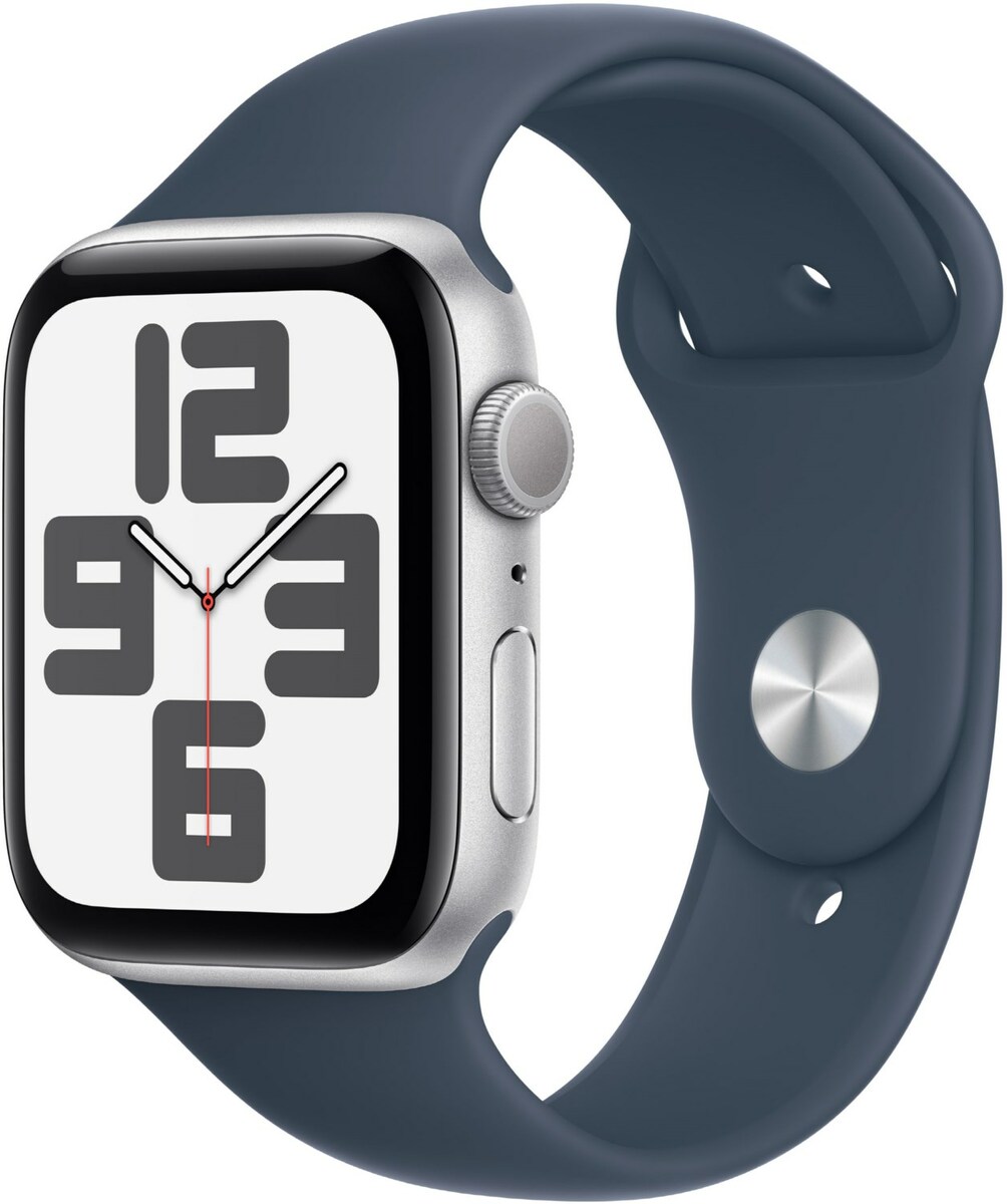 Bild 1 von Watch SE (44mm) GPS Smartwatch 2. Gen, Alu mit Sportarmband S/M silber/sturmblau