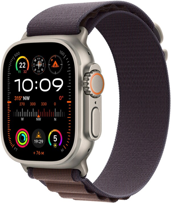 Bild 1 von Watch Ultra 2 (49mm) GPS+4G Smartwatch Titan mit Alpine Loop Armband (S) titan/indigo