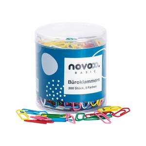 novooo Basic Büroklammern 300 Stück verschiedene Farben