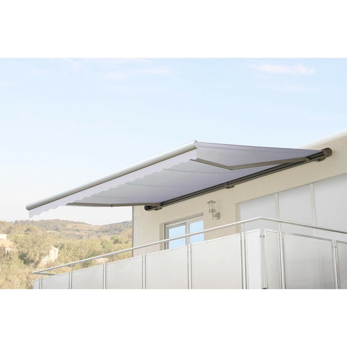 Bild 1 von Elektrische Kassetten-Markise H123, Vollkassette Volant 4,5x3m ~ Acryl Creme