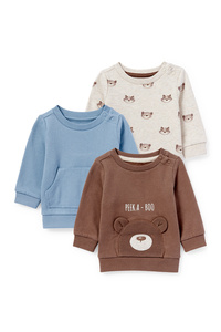 C&A Multipack 3er-Baby-Sweatshirt, Beige, Größe: 56