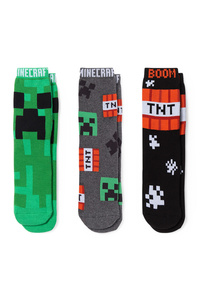C&A Multipack 3er-Minecraft-Socken mit Motiv, Schwarz, Größe: 31-33