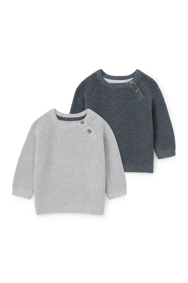 Bild 1 von C&A Multipack 2er-Baby-Pullover, Grau, Größe: 56