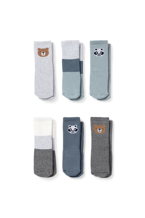 Bild 1 von C&A Multipack 6er-Waldtiere-Baby-Anti-Rutsch-Socken mit Motiv, Grau, Größe: 21-23