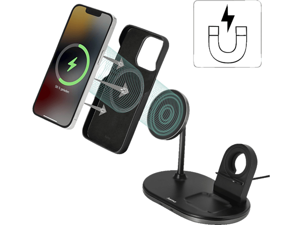 Bild 1 von HAMA MagCharge Ladestation Apple 15 Watt, Schwarz