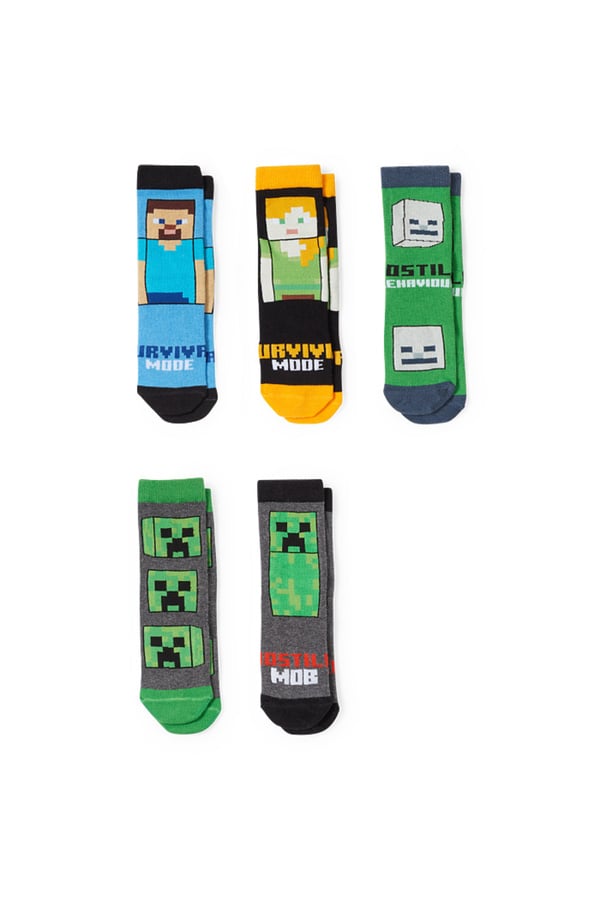 Bild 1 von C&A Multipack 5er-Minecraft-Socken, Schwarz, Größe: 31-33