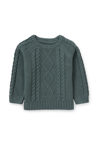 C&A Baby-Pullover-Zopfmuster, Grün, Größe: 68