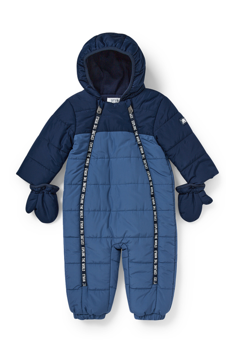 YCBMINGCAN Baby Schneeanzug Mit Panda-Motiv - Wattierter Winteroverall Mit Kapuze & Füßlingen