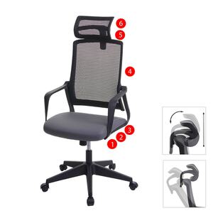 Bürostuhl MCW-J52, Drehstuhl Schreibtischstuhl, ergonomisch Kopfstütze, Kunstleder ~ grau