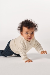 C&A Baby-Pullover-Zopfmuster, Weiß, Größe: 68