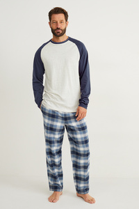 C&A Pyjama mit Flanellhose, Blau, Größe: 3XL