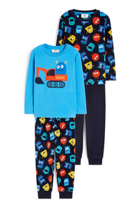 C&A Multipack 2er-Bagger-Fleece-Pyjama-4 teilig, Blau, Größe: 110