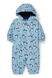 C&A Baby-Schneeanzug mit Kapuze-gemustert, Blau, Größe: 80