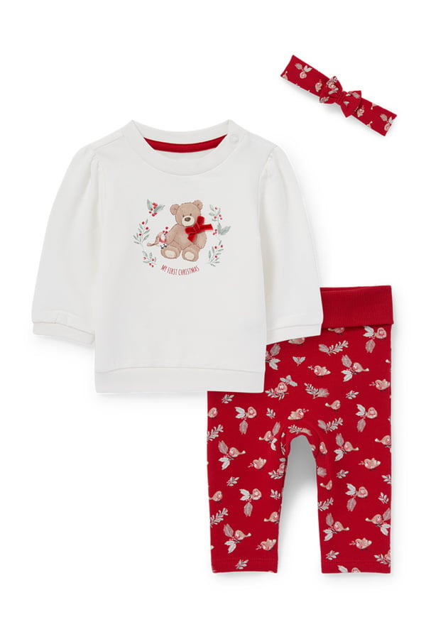 Bild 1 von C&A Baby-Weihnachts-Outfit-3 teilig, Weiß, Größe: 56