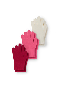 C&A Multipack 3er-Handschuhe, Pink, Größe: 128-152
