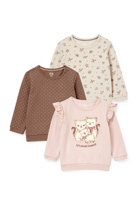 C&A Multipack 3er-Baby-Sweatshirt, Rosa, Größe: 68