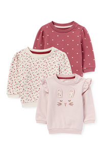 C&A Multipack 3er-Baby-Sweatshirt, Pink, Größe: 56