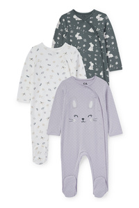 C&A Multipack 3er-Baby-Schlafanzug, Lila, Größe: 68