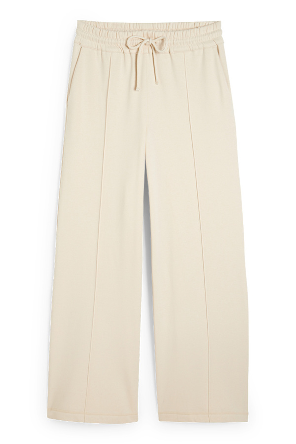Bild 1 von C&A Jersey-Hose-Mid Waist-Wide Leg, Beige, Größe: 44