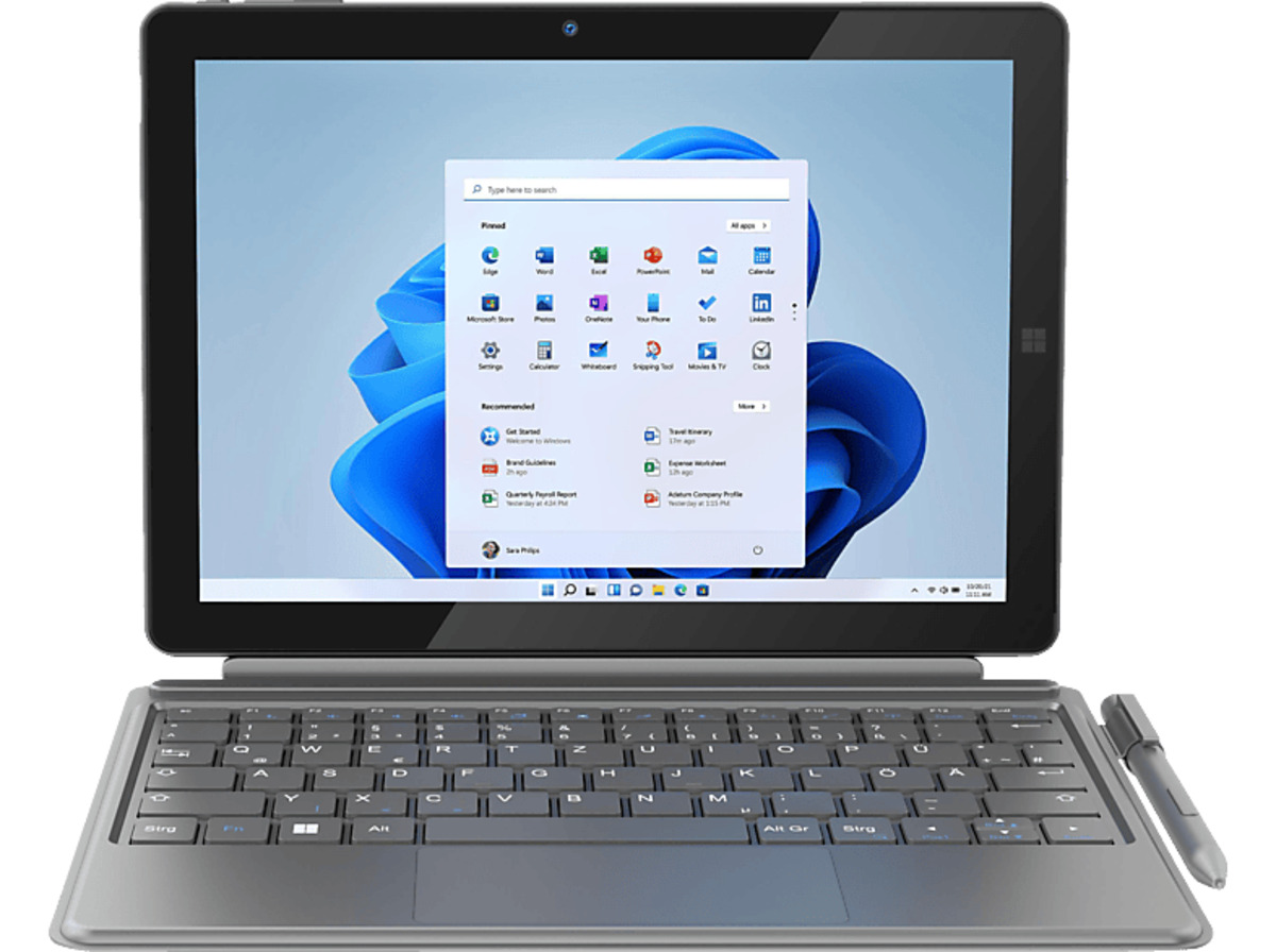 Bild 1 von PEAQ PMM T100V-2G428D, Convertible mit 10,5 Zoll Display, Intel® Pentium® Prozessor, 4 GB RAM, 128 SSD, UHD Graphics 605, Grau