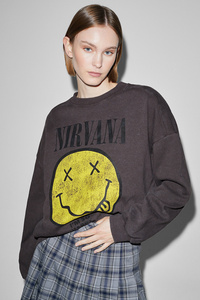 C&A CLOCKHOUSE-Oversized-Sweatshirt-Nirvana, Grau, Größe: XS