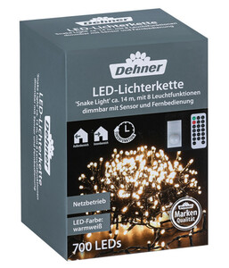 Dehner LED-Lichterkette, 700 LEDs, warmweiß, inkl. Fernbedienung
