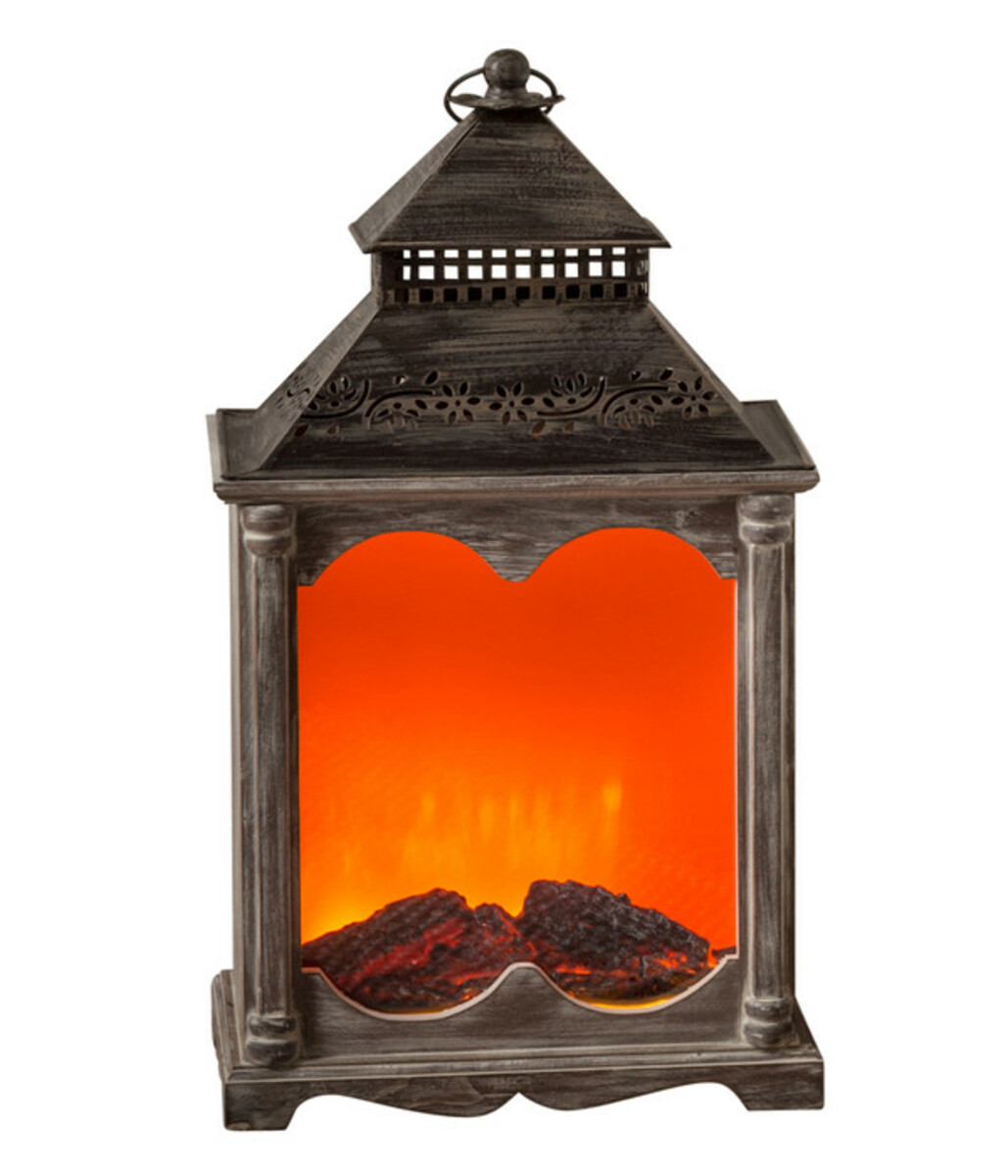 Bild 1 von HGD Holz-Laterne mit Kamineffekt, ca. B31/H55/T19 cm