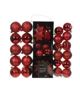 Decoris Christbaumschmuck-Set, rot, 40-teilig