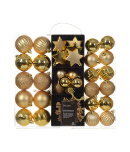 Decoris Christbaumschmuck-Set, gold, 40-teilig