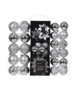 Decoris Christbaumschmuck-Set, silber, 40-teilig