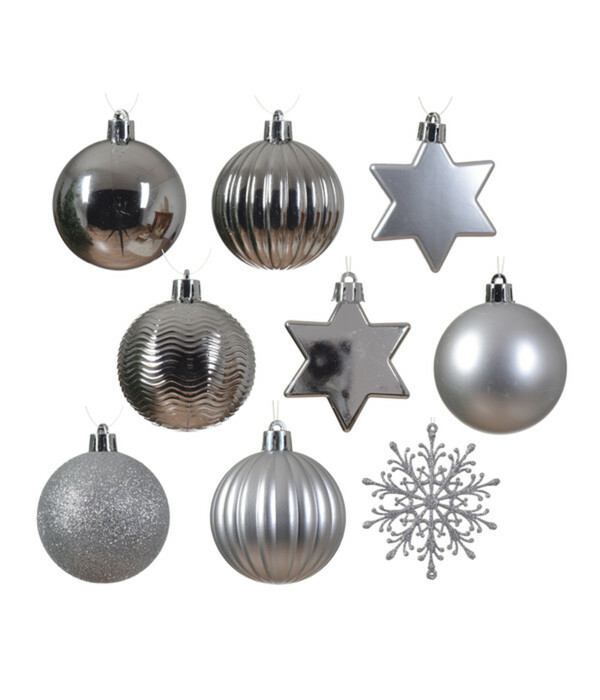 Bild 2 von Decoris Christbaumschmuck-Set, silber, 40-teilig