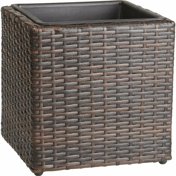 Bild 1 von Gartenfreude Pflanzkübel Polyrattan 28 cm x 28 cm x 28 cm Bicolour Braun