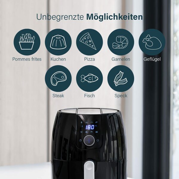 Bild 4 von PRINCESS Heißluftfritteuse 182025, 1500 W, 4,5L Fassungsvermögen, 80-200°C