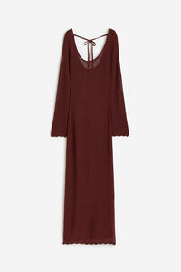 H&M Ajourstrick-Kleid mit Bindedetail Dunkelrot, Alltagskleider in Größe XS. Farbe: Dark red