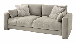 Big Sofa grau Cord 241 cm Federkernpolsterung - MILEY