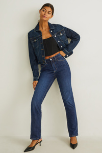 C&A Straight Jeans-High Waist-LYCRA®, Blau, Größe: 36