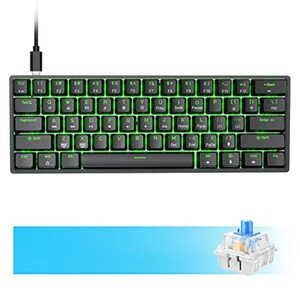 Dierya DK61se 60% Mechanische Gaming Tastatur Typ C verkabelt 61 Tasten ABS Tastenkappe mit RGB-Hintergrundbeleuchtung,Anti-Ghosting-Tasten für Computer/PC/Lapto/MAC